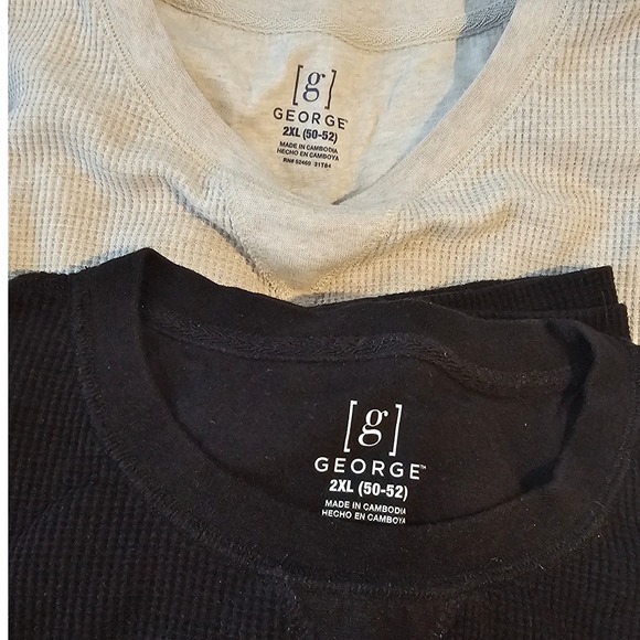 George Men's 2XL Thermal Burgundy Black Tan Waffle Knit Long Sleeve Shirts Lot 5 - Picture 2 of 7